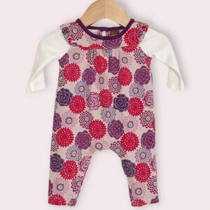 Tea Collection romper Nara floral print purple and red‎ size 0-3 months